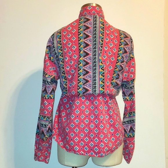 Frontier Series Western Aztec Cowgirl Button Up Shirt Size Medium Vintage - Picture 12 of 13